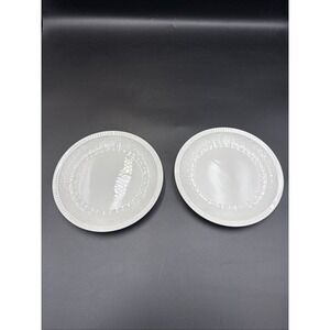 (2) pontesa spain Dessert Plate White Leaf Pattern 6 7/8"